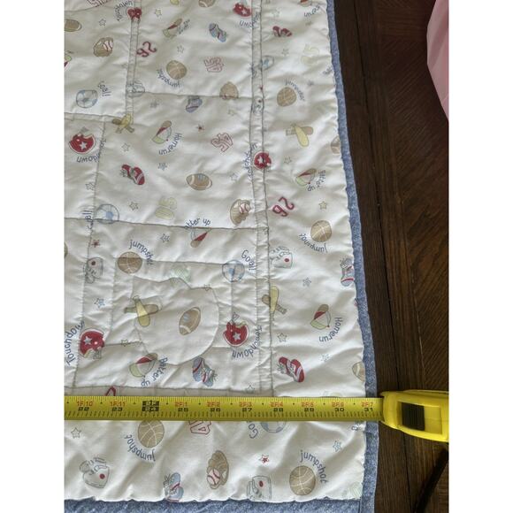 Baby Connection Sports Crib Bedding Quilted Comforter Nursery Football Baseball - Picture 9 of 9